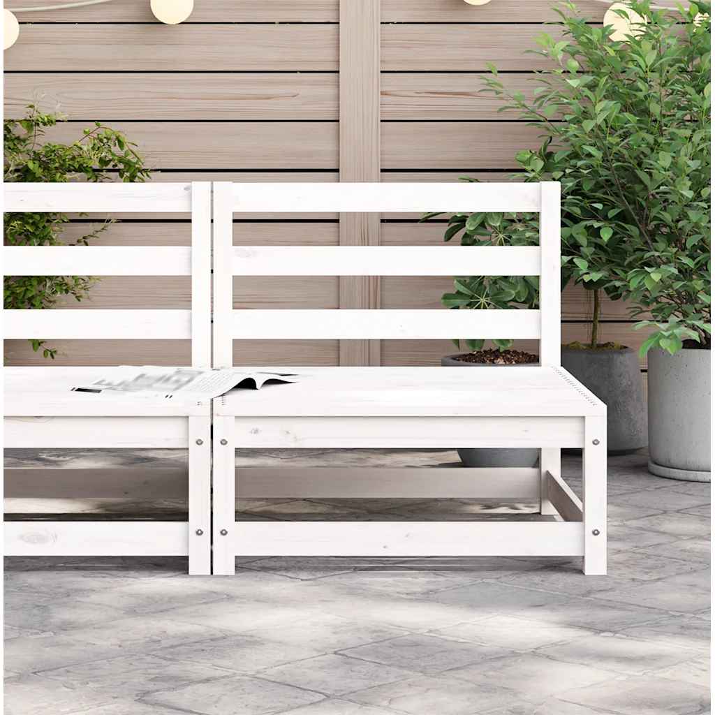Gartensofa ohne Armlehnen Weiß 70x70x67 cm Massivholz Kiefer