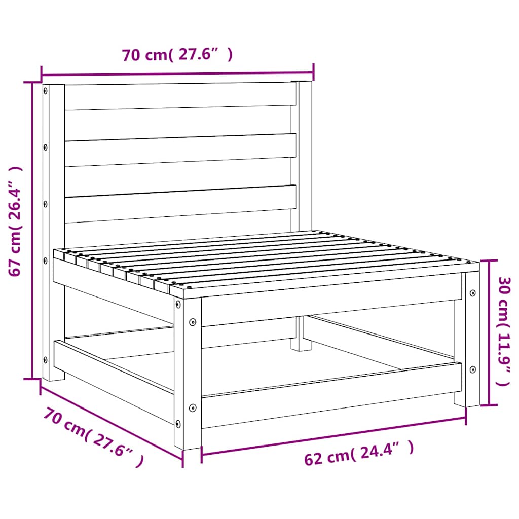Gartensofa ohne Armlehnen 70x70x67 cm Massivholz Douglasie