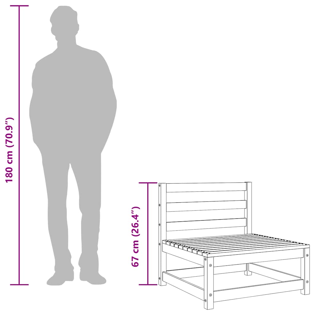 Gartensofa ohne Armlehnen mit Hocker Kiefernholz Imprägniert