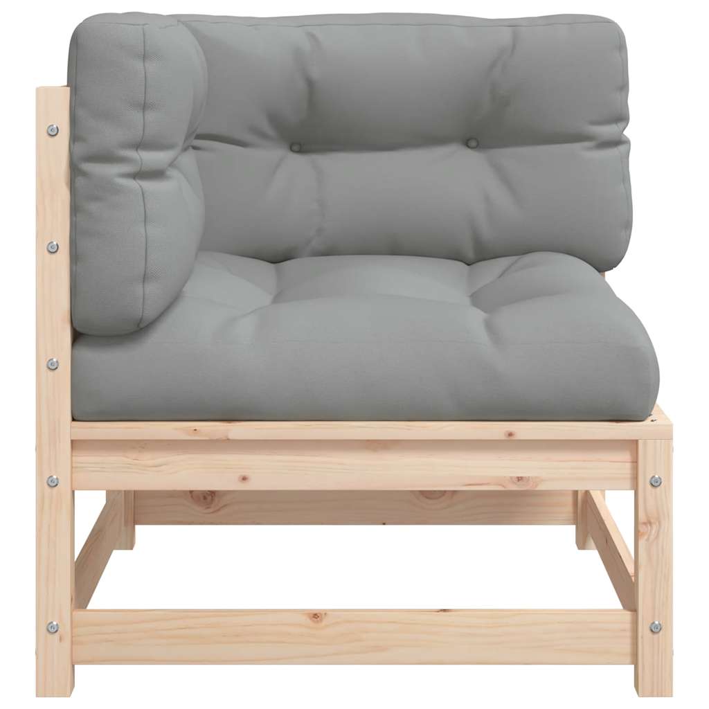 Garten-Ecksofa mit Kissen Massivholz Kiefer