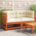 Garten-Ecksofas mit Kissen 2 Stk. Wachsbraun Massivholz Kiefer