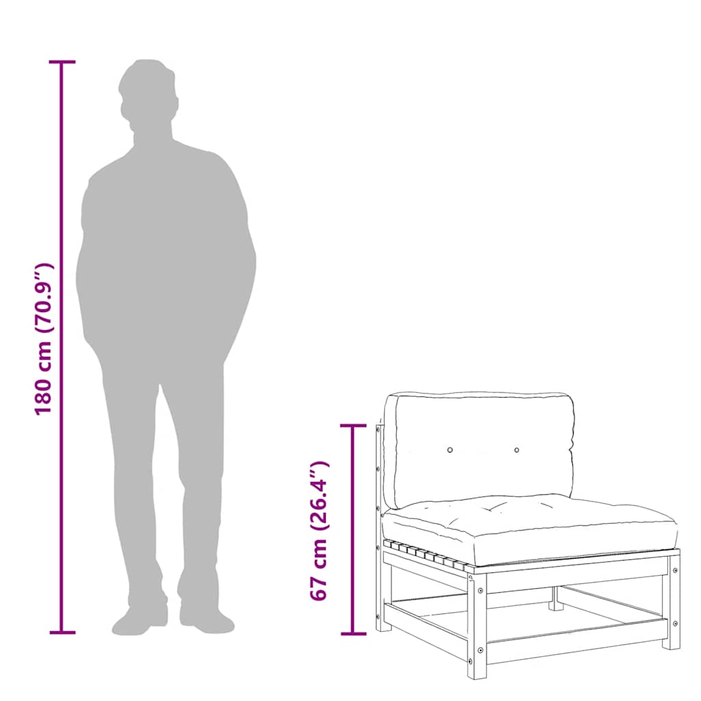 Gartensofa ohne Armlehnen mit Kissen Massivholz Kiefer