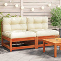 Gartensofas ohne Armlehnen mit Kissen 2 Stk. Wachsbraun Holz