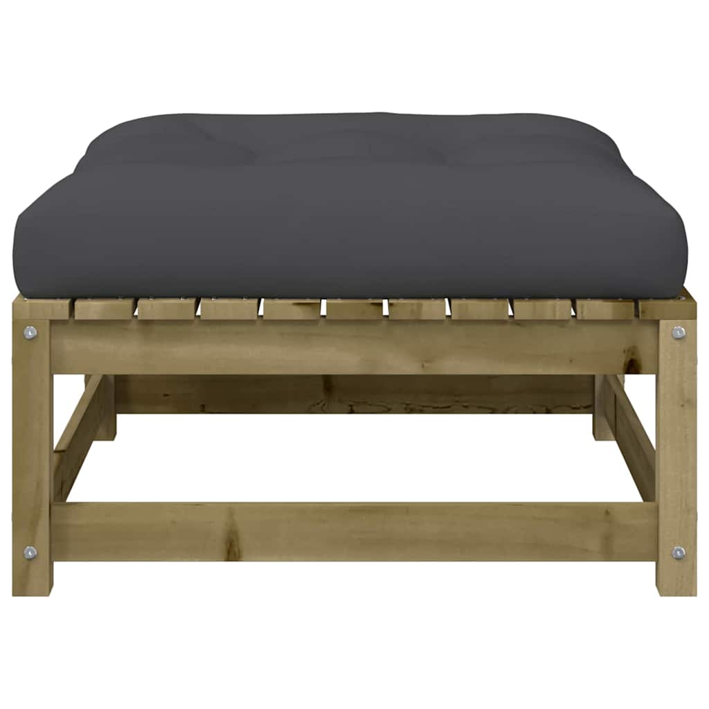 Gartensofa ohne Armlehnen mit Kissen und Hocker