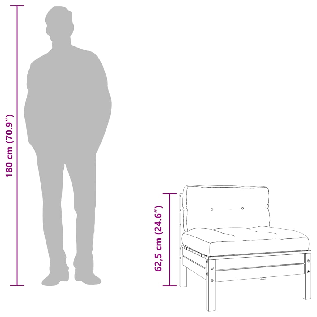 Gartensofa ohne Armlehnen mit Kissen Kiefernholz
