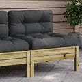 Gartensofa ohne Armlehnen mit Kissen Kiefernholz