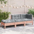 Gartensofa mit Kissen und Hocker 3-Sitzer