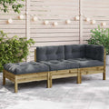 Gartensofa mit Kissen und Hocker 3-Sitzer