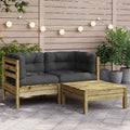 Gartensofa mit Kissen und Hocker 2-Sitzer