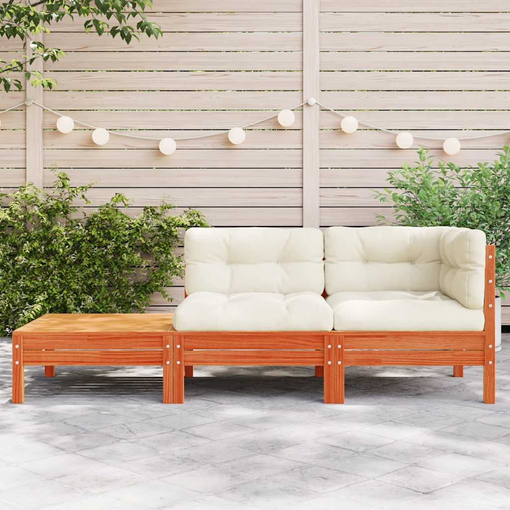 Gartensofa mit Kissen und Fußhocker Massivholz Kiefer