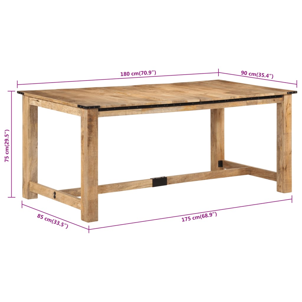 Esstisch 180x90x75 cm Massivholz Mango