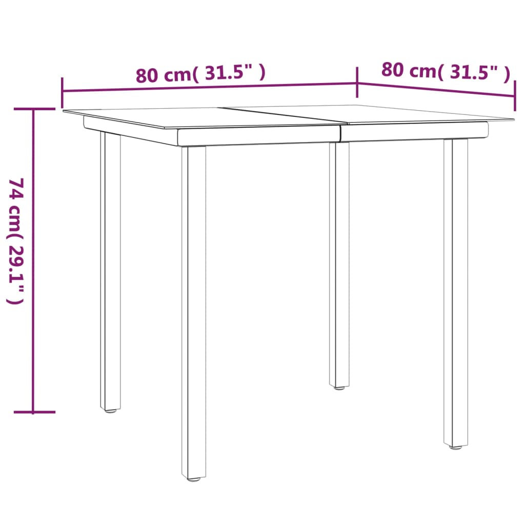 3-tlg. Garten-Essgruppe Grau und Schwarz Poly Rattan und Stahl