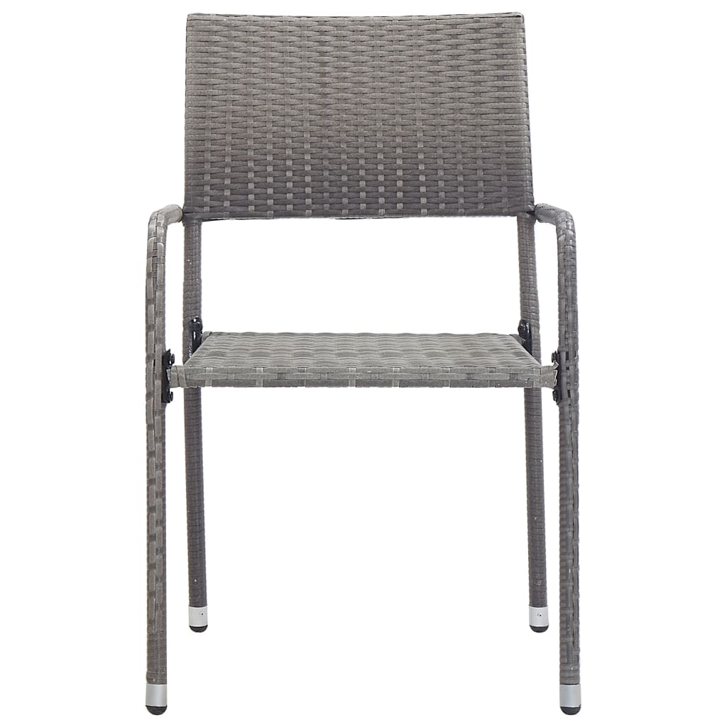 7-tlg. Garten-Essgruppe Grau und Schwarz Poly Rattan und Stahl