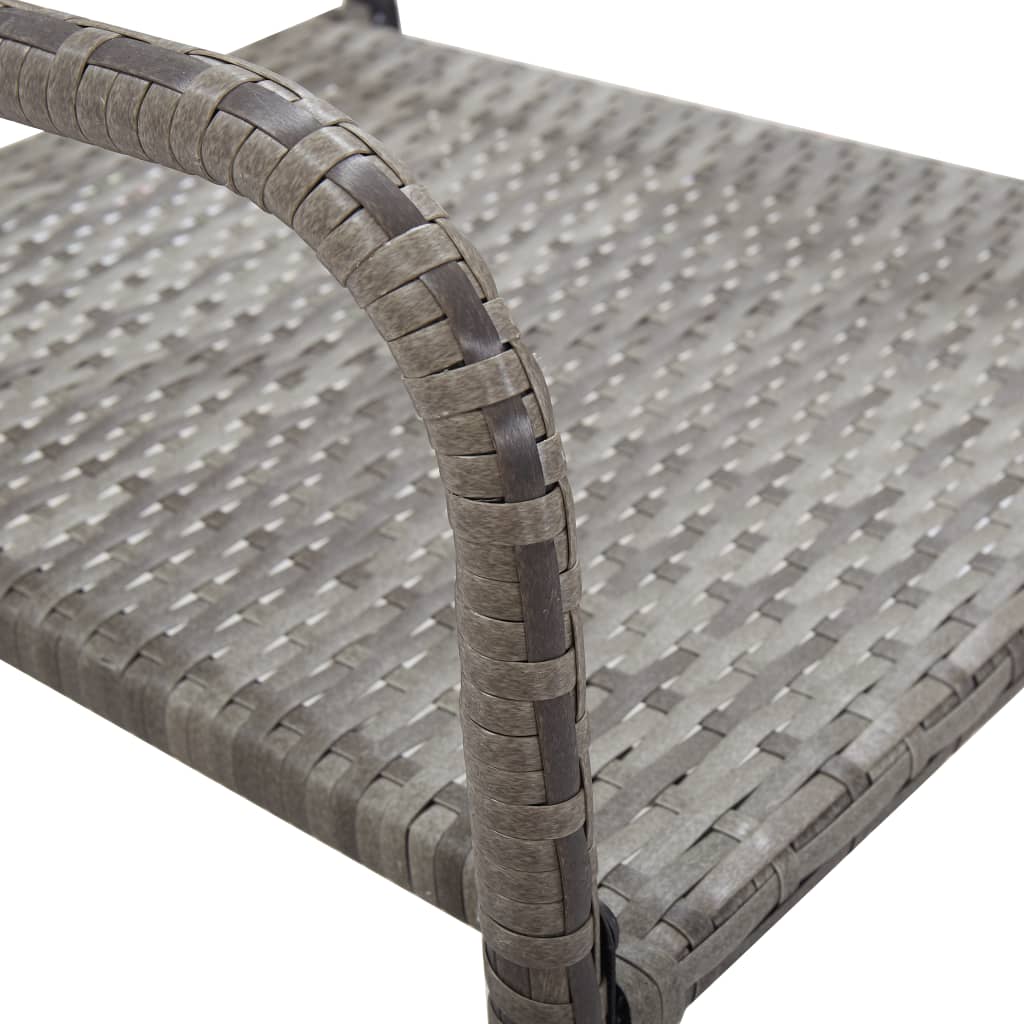 7-tlg. Garten-Essgruppe Grau und Schwarz Poly Rattan und Stahl