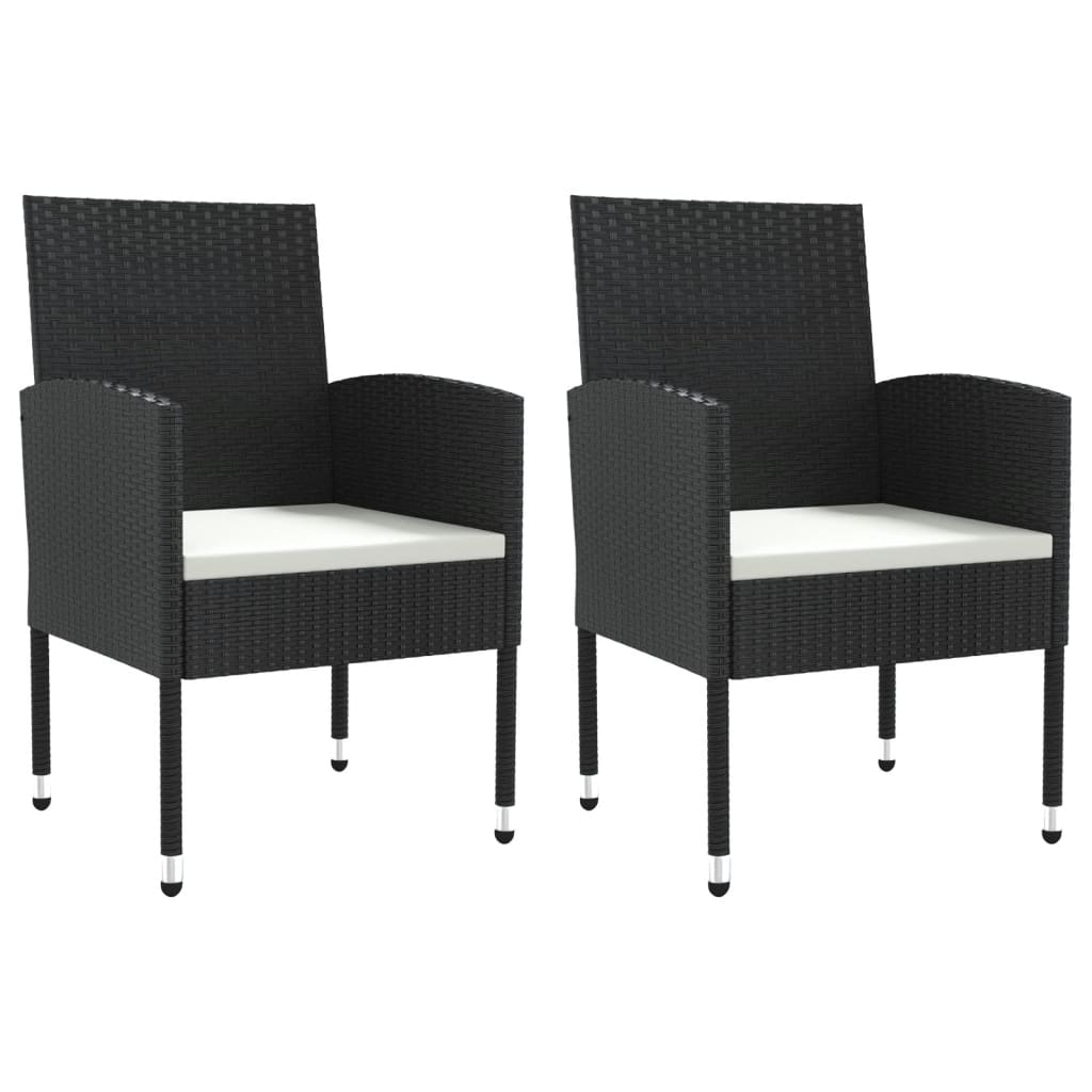 3-tlg. Garten-Essgruppe Schwarz Poly Rattan und Stahl