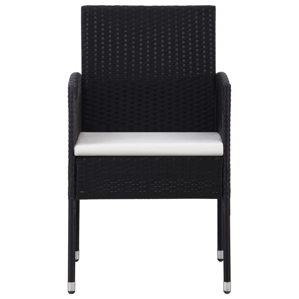 5-tlg. Garten-Essgruppe Schwarz Poly Rattan und Stahl