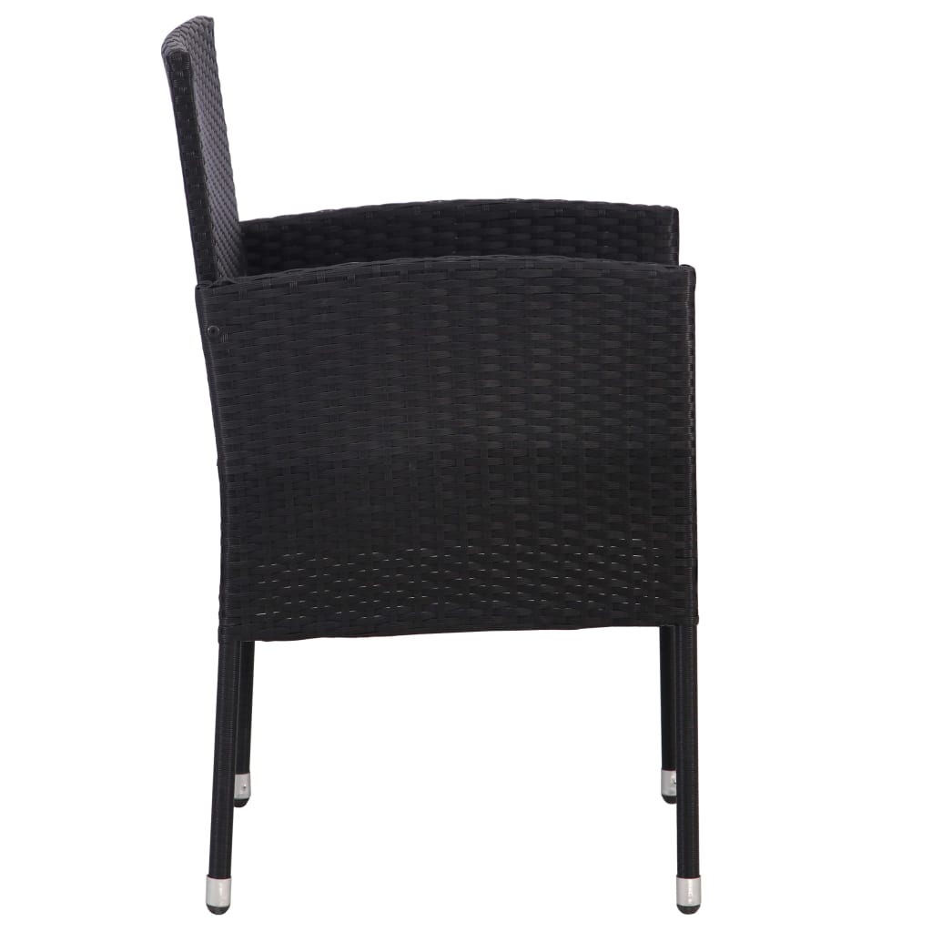 5-tlg. Garten-Essgruppe Schwarz Poly Rattan und Stahl