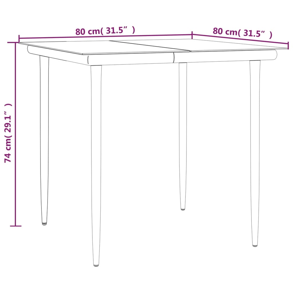 5-tlg. Garten-Essgruppe Schwarz Poly Rattan und Stahl