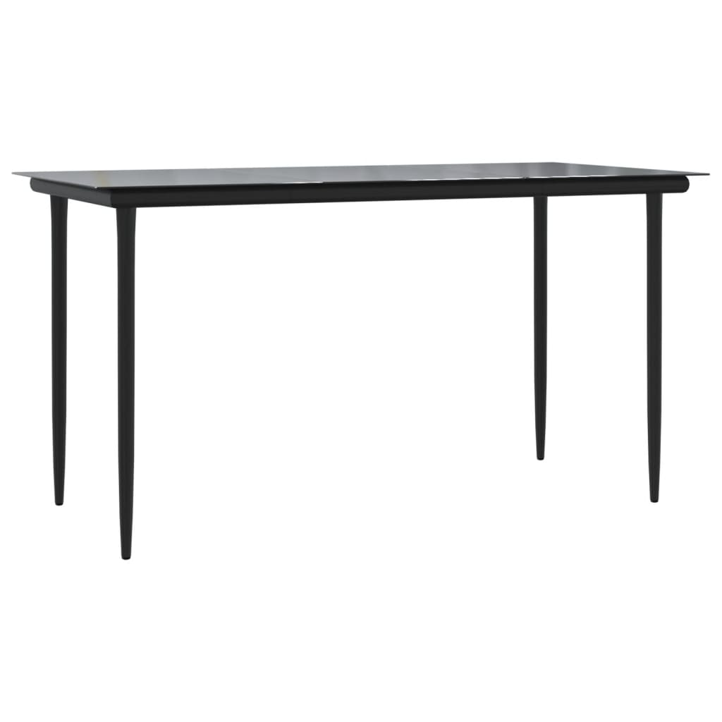 5-tlg. Garten-Essgruppe Schwarz Poly Rattan und Stahl