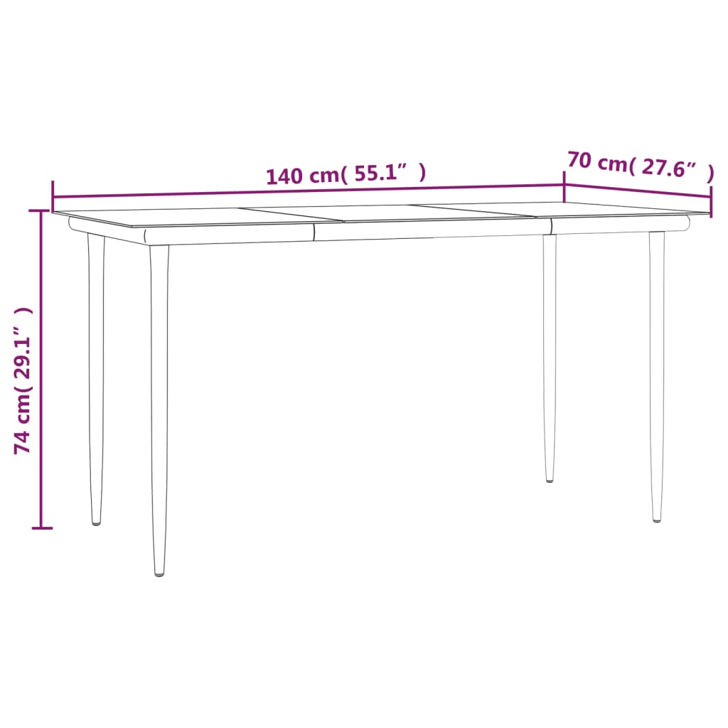 5-tlg. Garten-Essgruppe Schwarz Poly Rattan und Stahl