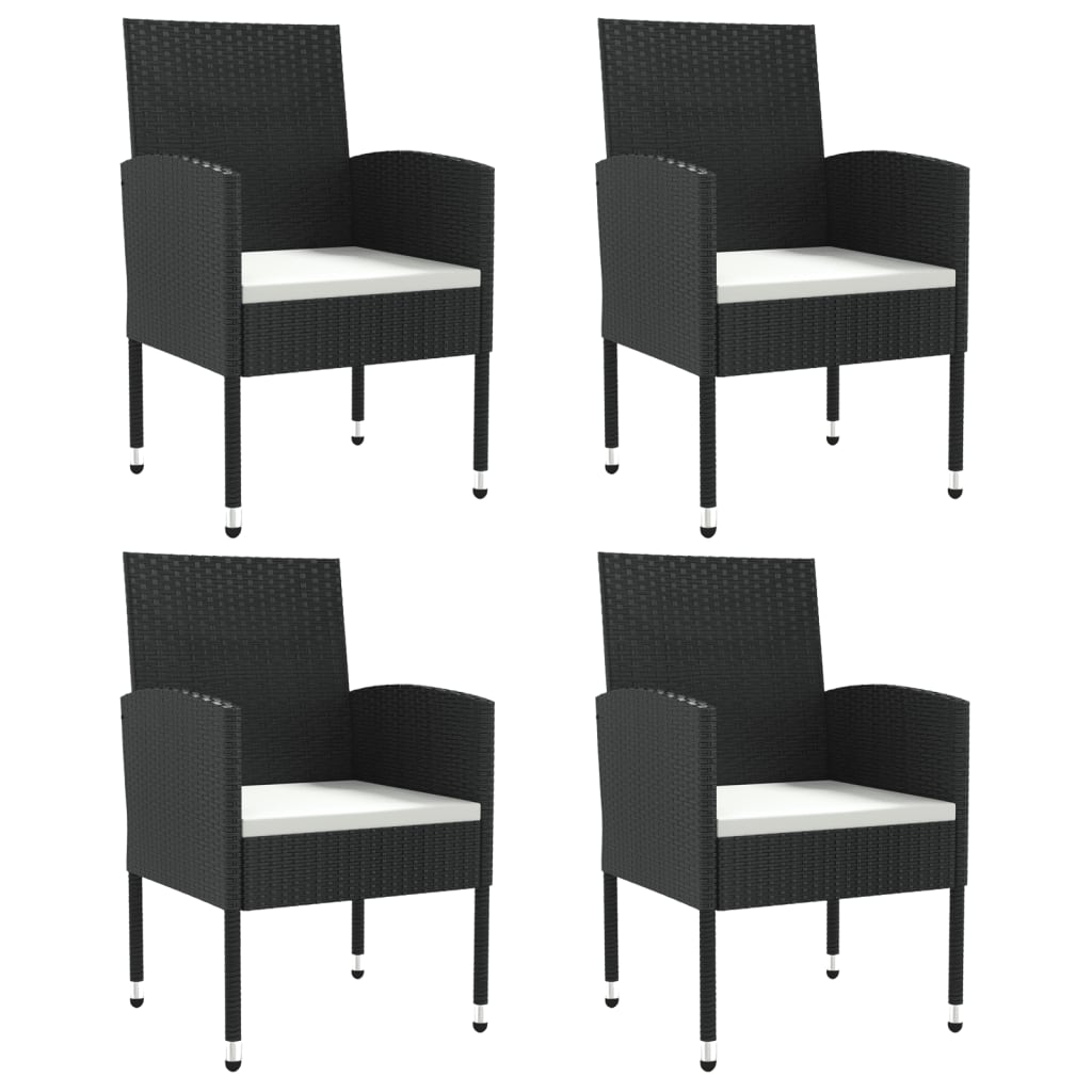 5-tlg. Garten-Essgruppe Schwarz Poly Rattan und Stahl