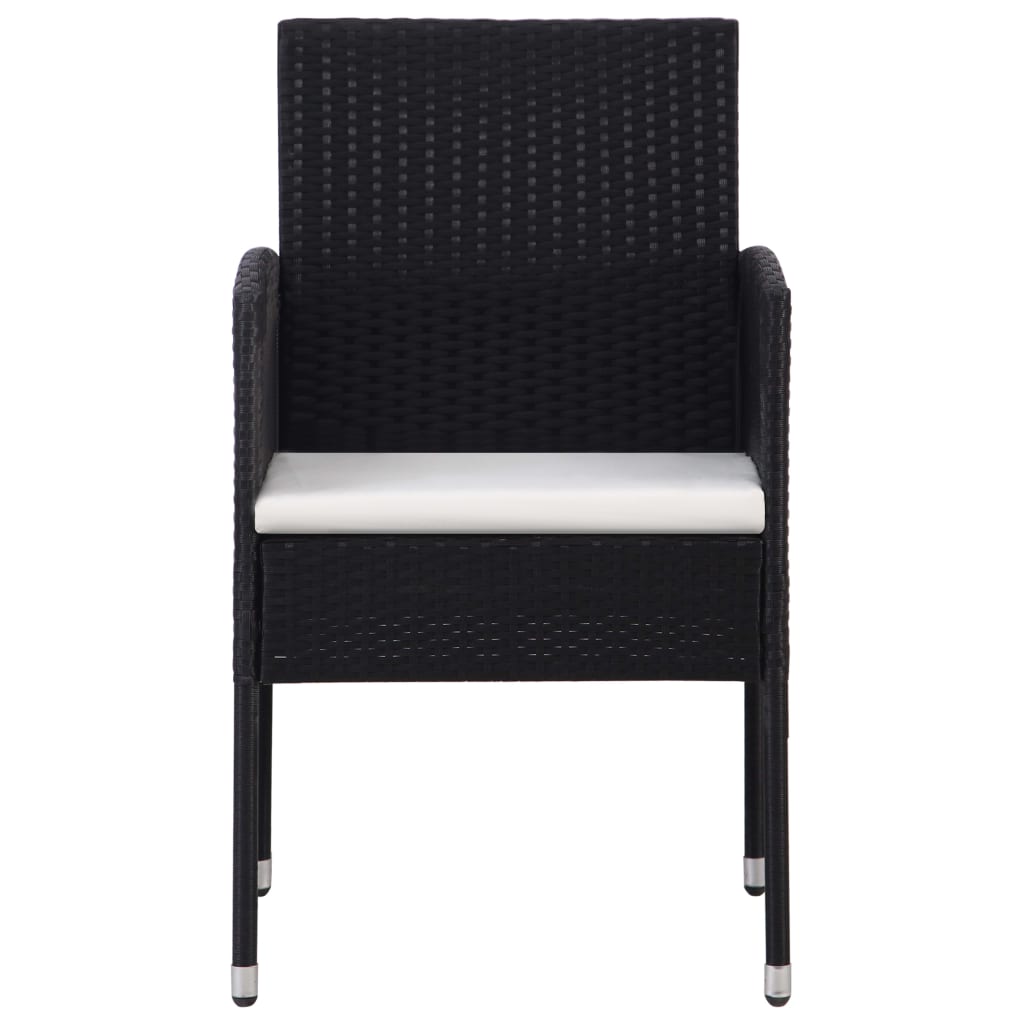 5-tlg. Garten-Essgruppe Schwarz Poly Rattan und Stahl