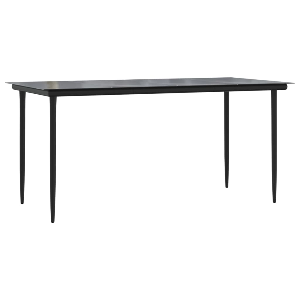 5-tlg. Garten-Essgruppe Schwarz Poly Rattan und Stahl