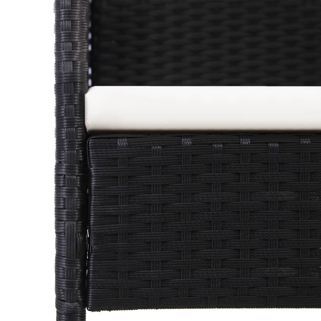 3-tlg. Garten-Essgruppe Schwarz Poly Rattan und Stahl