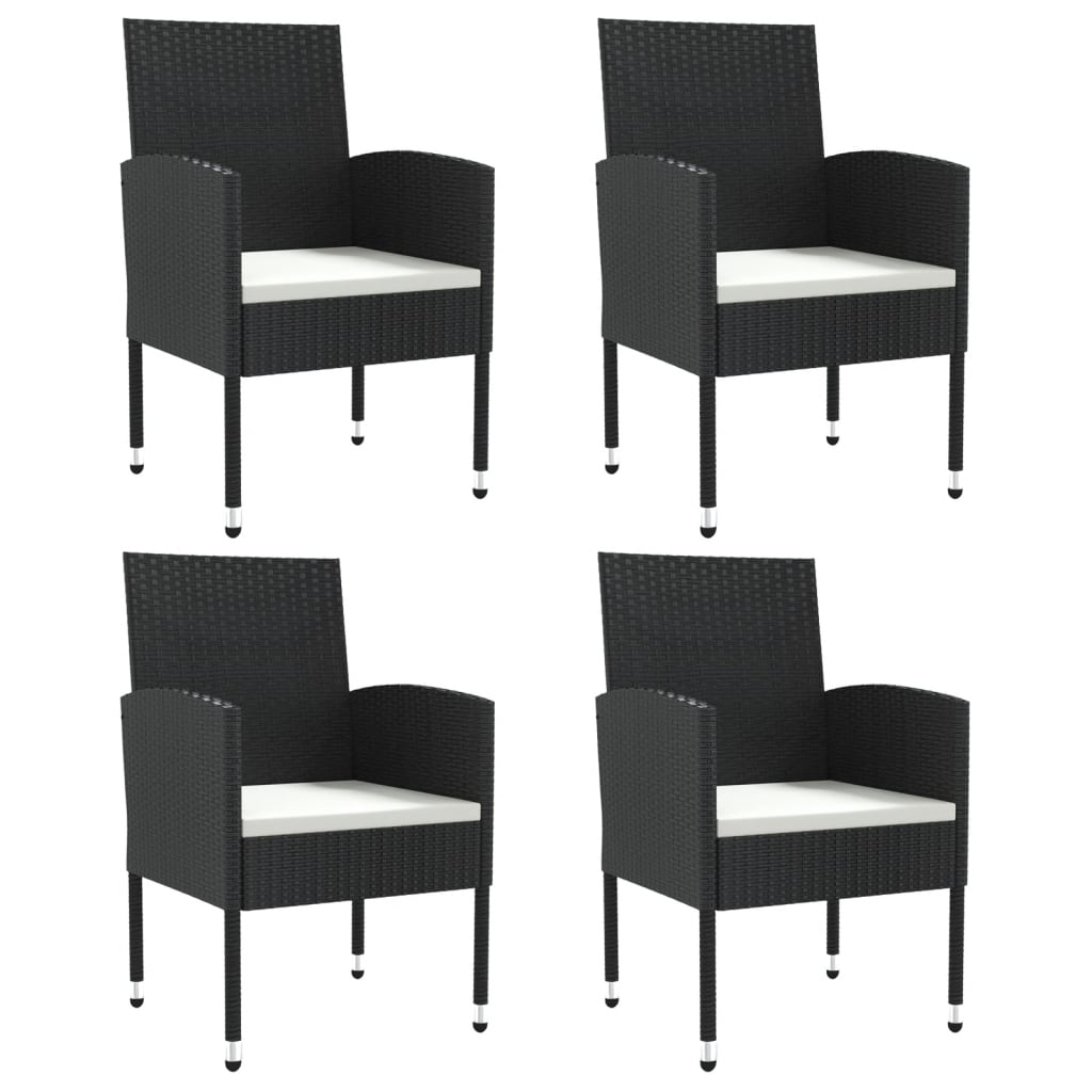 5-tlg. Garten-Essgruppe Schwarz Poly Rattan und Stahl