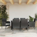 7-tlg. Garten-Essgruppe Schwarz Poly Rattan und Stahl