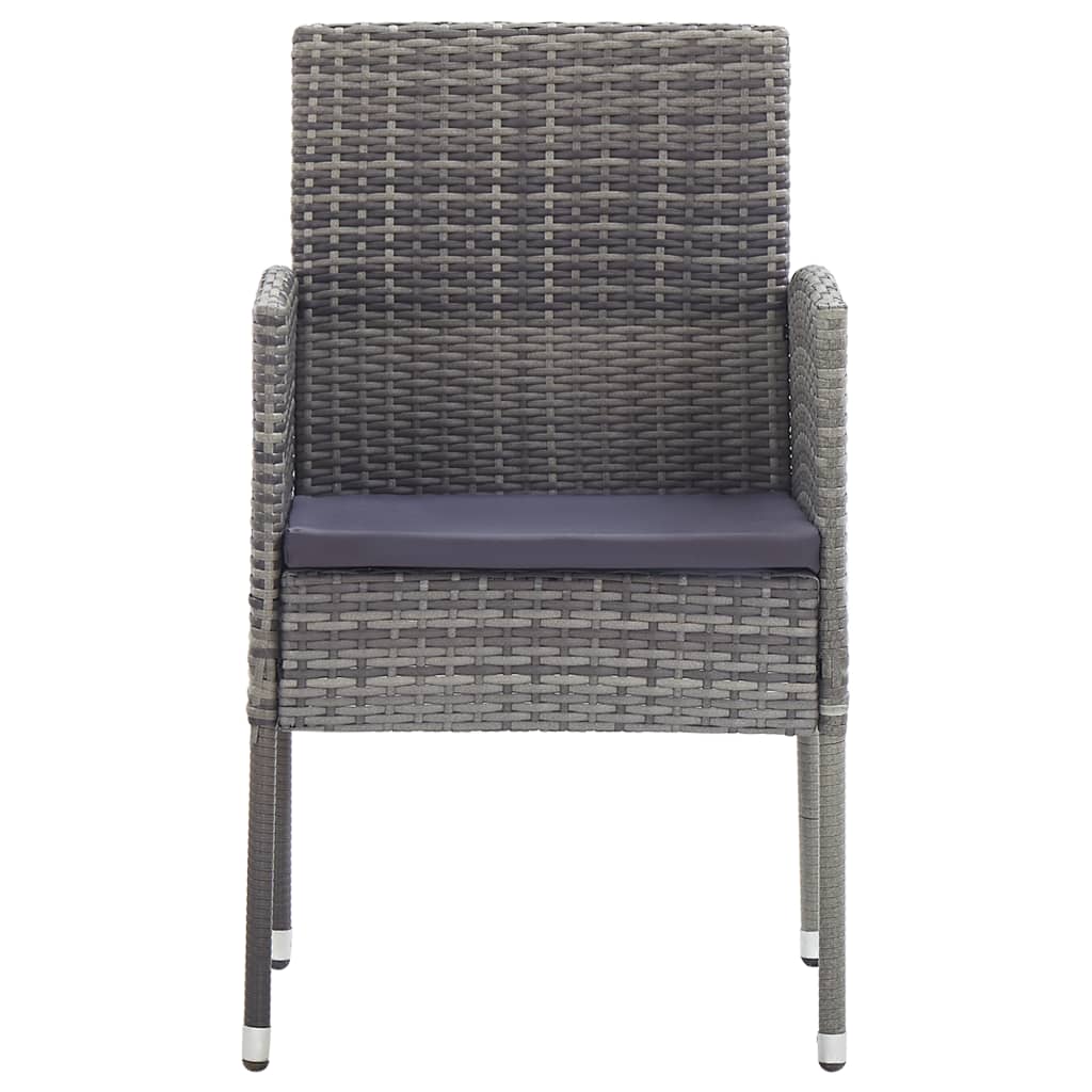 5-tlg. Garten-Essgruppe Grau und Schwarz Poly Rattan und Stahl