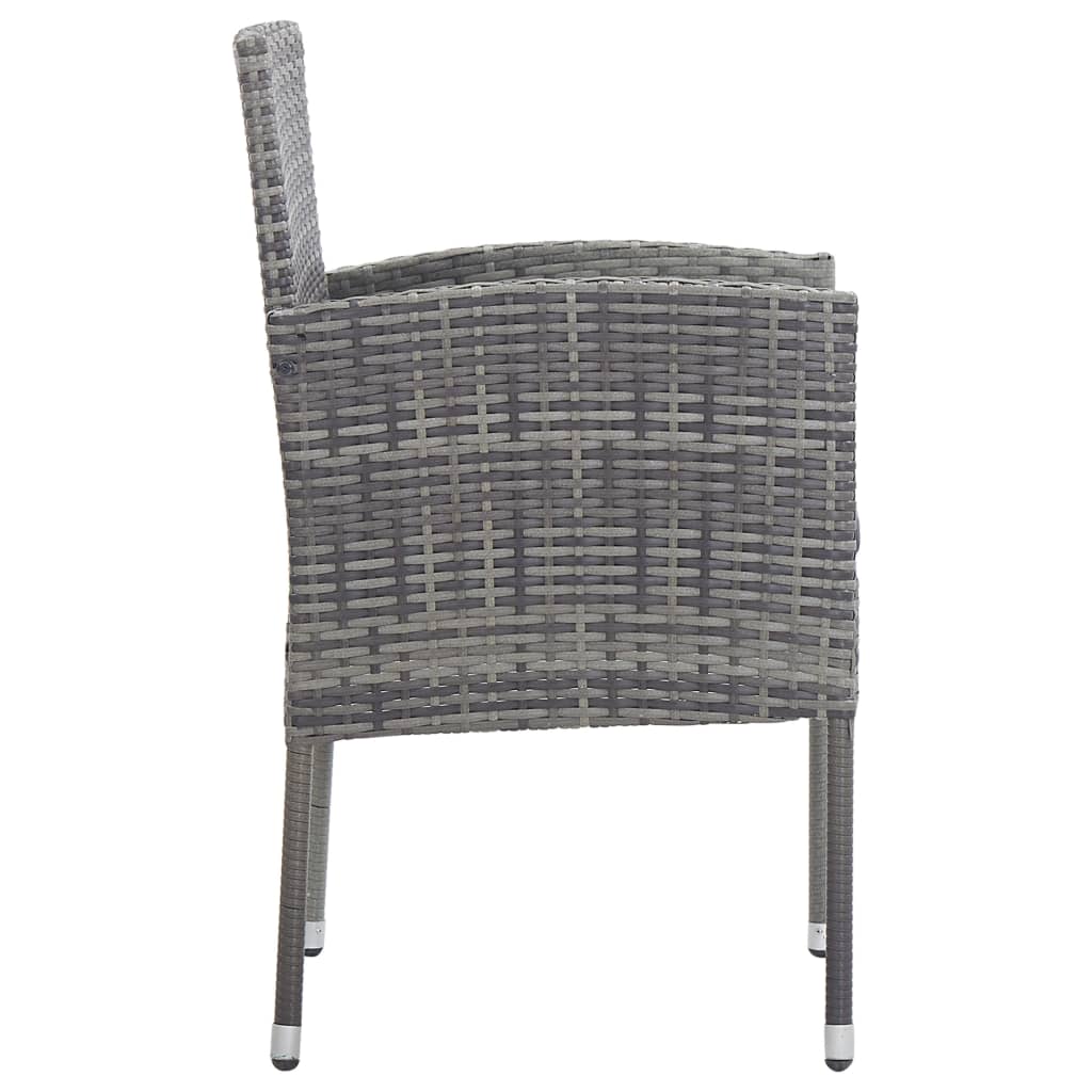 7-tlg. Garten-Essgruppe Grau und Schwarz Poly Rattan und Stahl