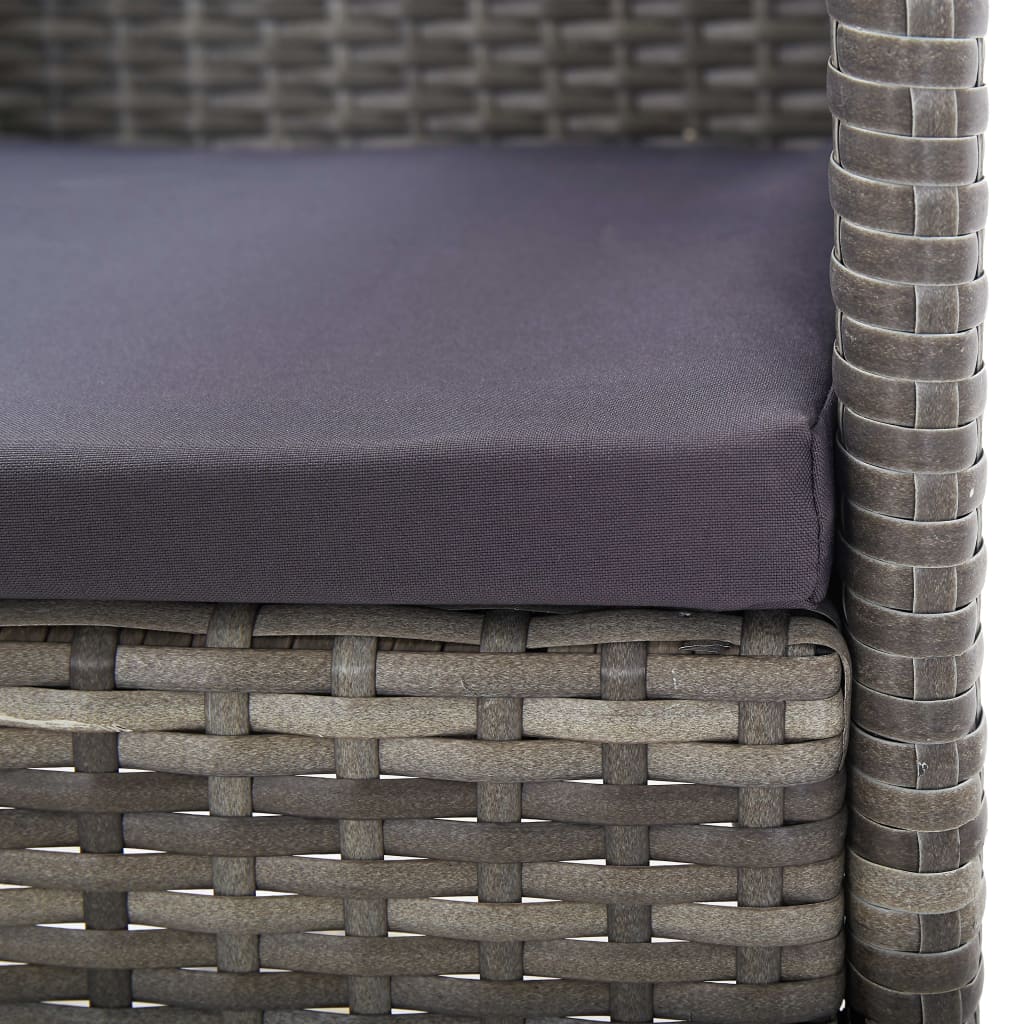 7-tlg. Garten-Essgruppe Grau und Schwarz Poly Rattan und Stahl