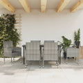 7-tlg. Garten-Essgruppe Grau und Schwarz Poly Rattan und Stahl