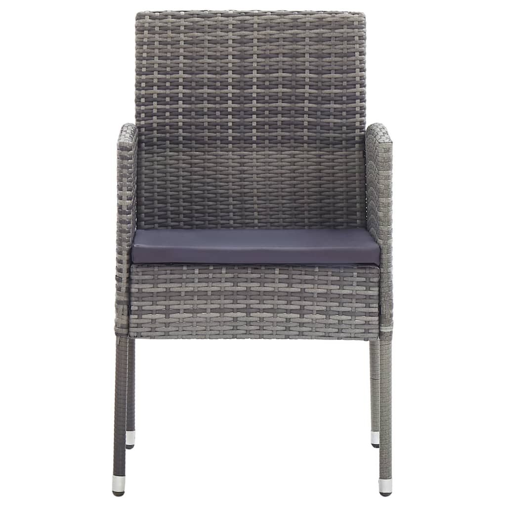 5-tlg. Garten-Essgruppe Grau und Schwarz Poly Rattan und Stahl