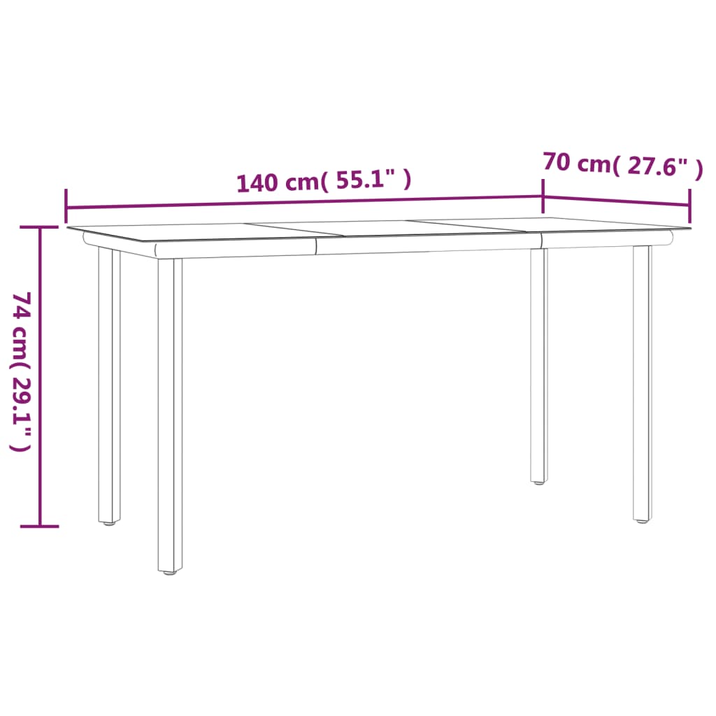 5-tlg. Garten-Essgruppe Grau und Schwarz Poly Rattan und Stahl