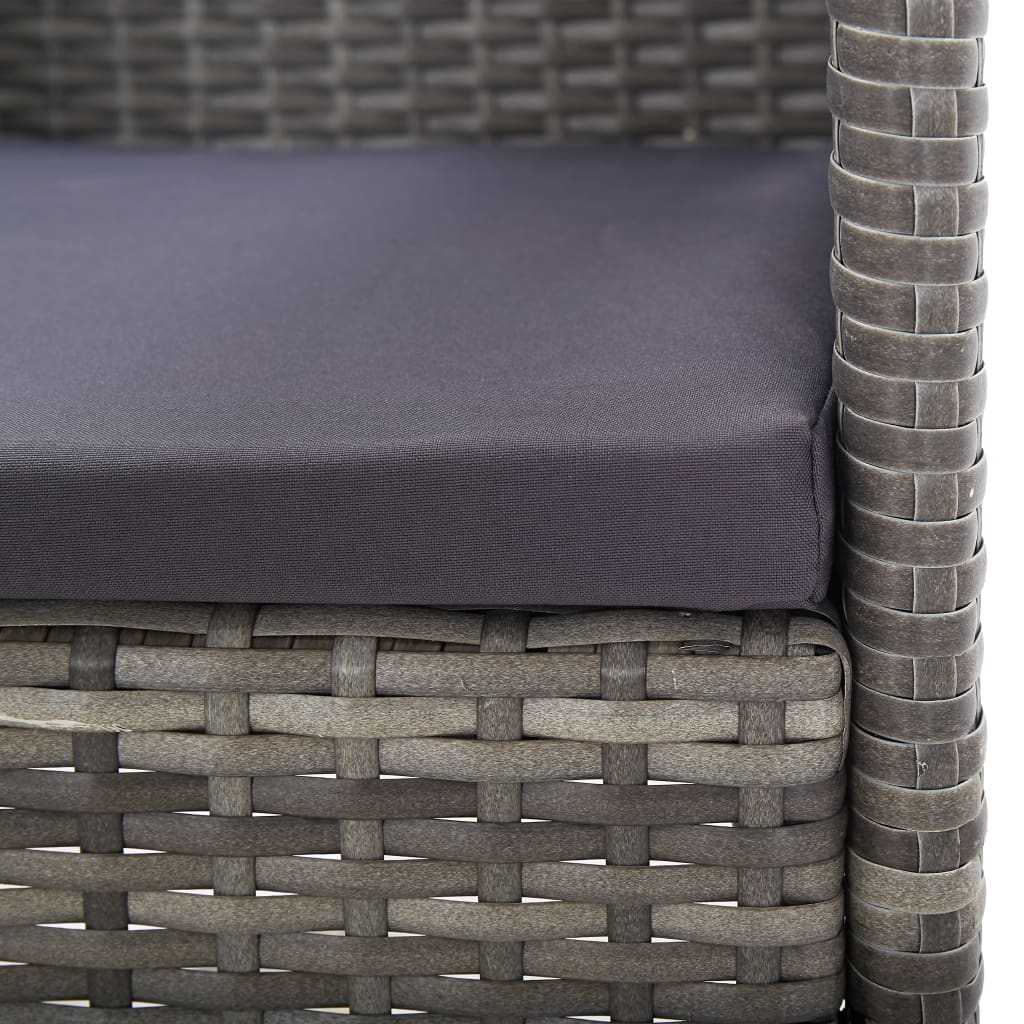 7-tlg. Garten-Essgruppe Grau und Schwarz Poly Rattan und Stahl