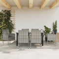7-tlg. Garten-Essgruppe Grau und Schwarz Poly Rattan und Stahl