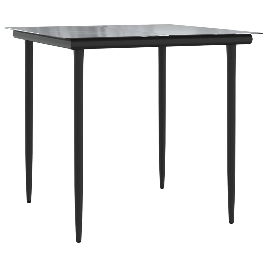 3-tlg. Garten-Essgruppe Schwarz Poly Rattan und Stahl