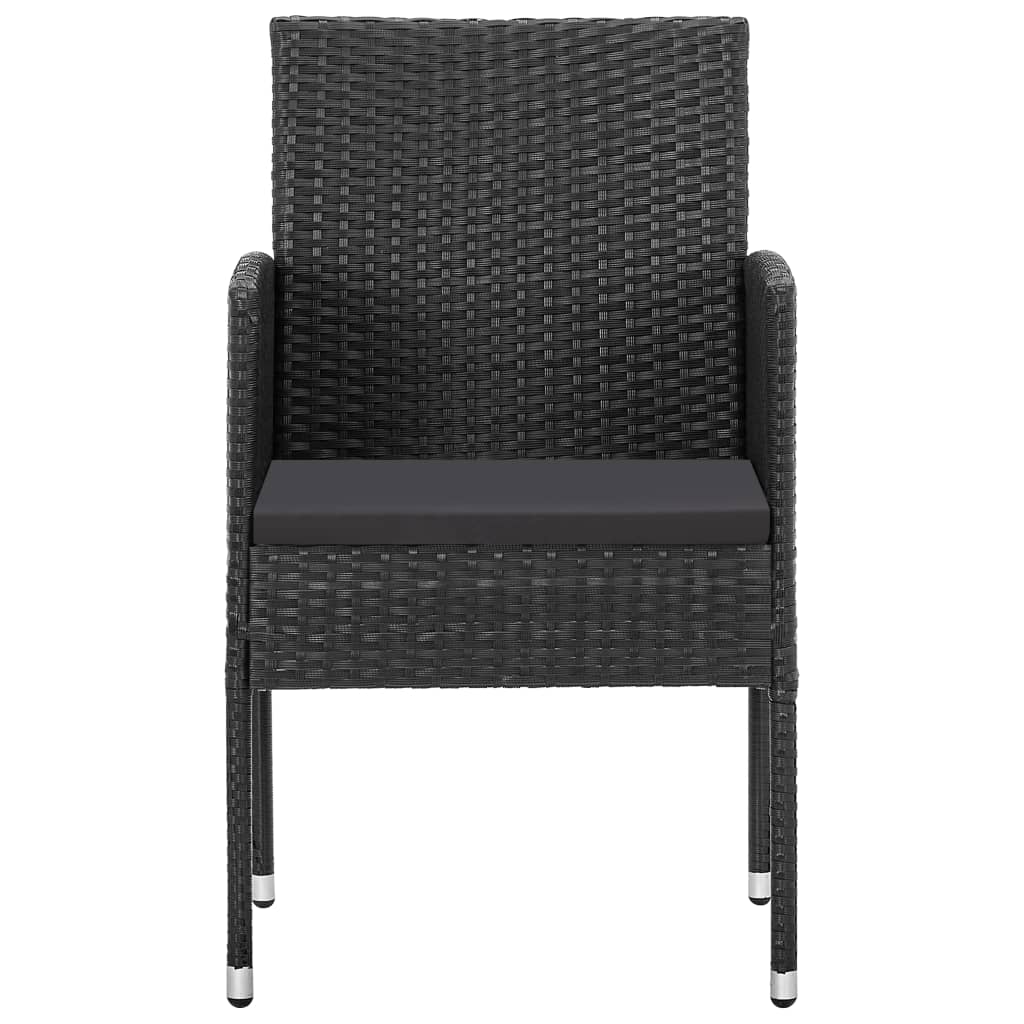 7-tlg. Garten-Essgruppe Schwarz Poly Rattan und Stahl