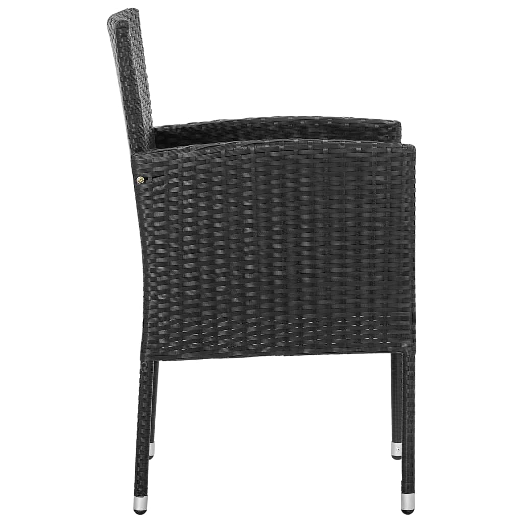 7-tlg. Garten-Essgruppe Schwarz Poly Rattan und Stahl