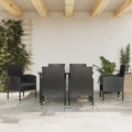 7-tlg. Garten-Essgruppe Schwarz Poly Rattan und Stahl