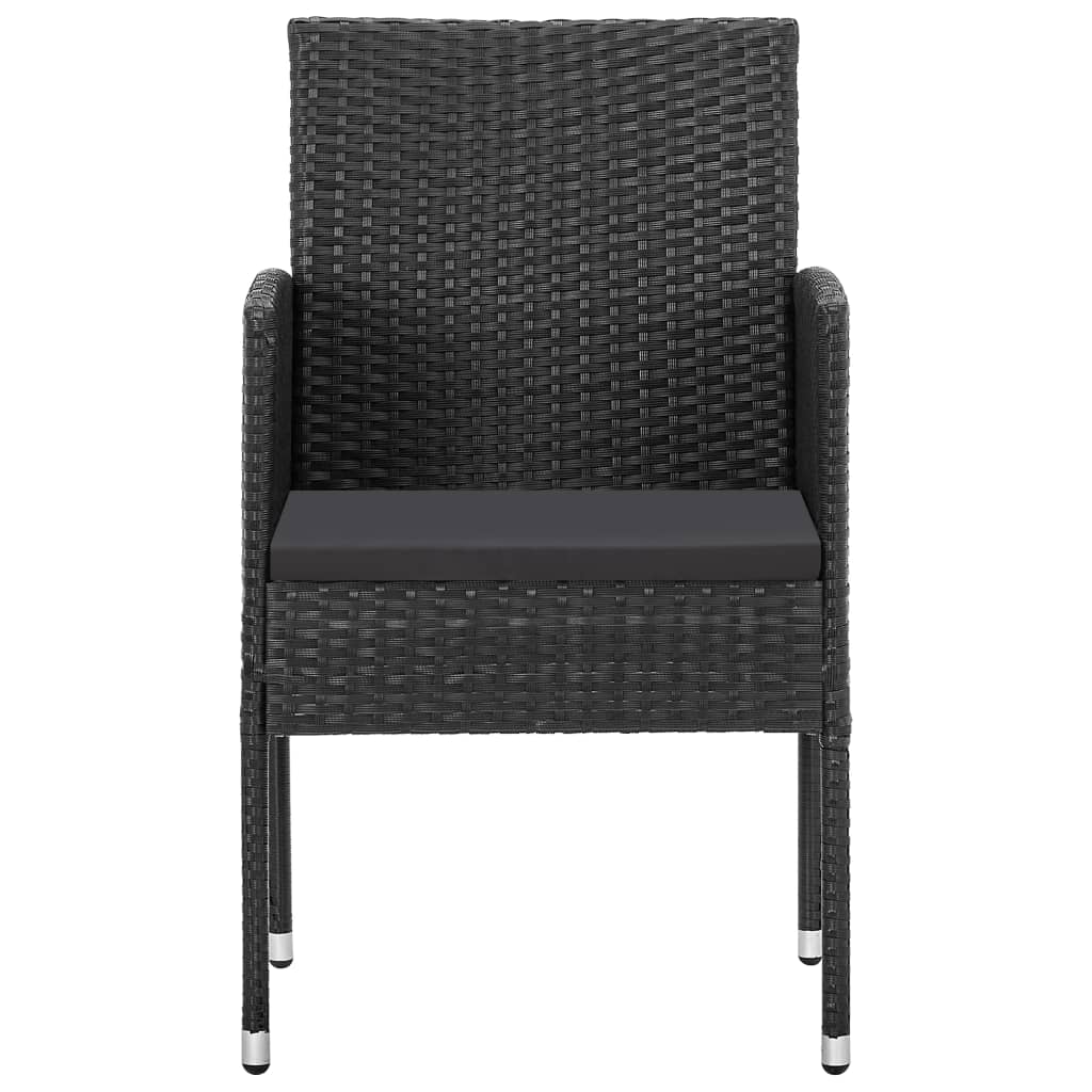 7-tlg. Garten-Essgruppe Schwarz Poly Rattan und Stahl