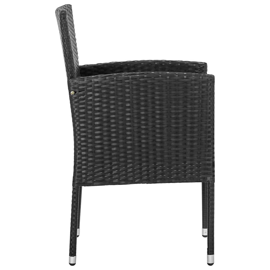 7-tlg. Garten-Essgruppe Schwarz Poly Rattan und Stahl