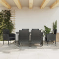 7-tlg. Garten-Essgruppe Schwarz Poly Rattan und Stahl