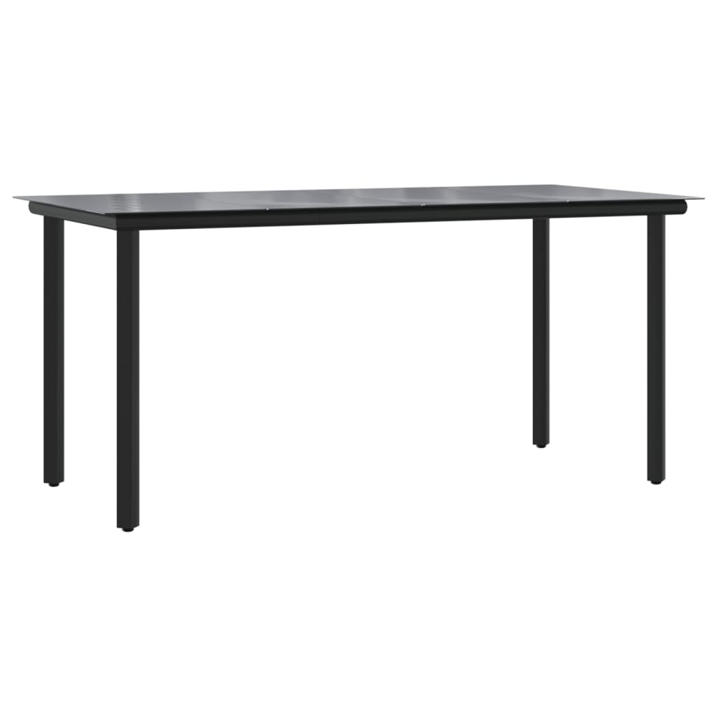 5-tlg. Garten-Essgruppe Schwarz Poly Rattan und Stahl