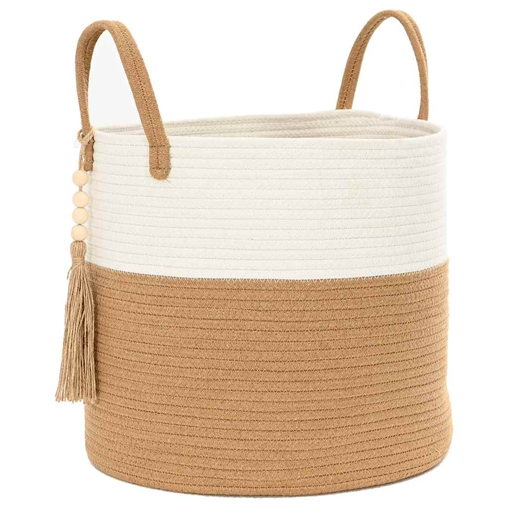 Aufbewahrungskorb Braun und Weiß Ø40x35 cm Baumwolle