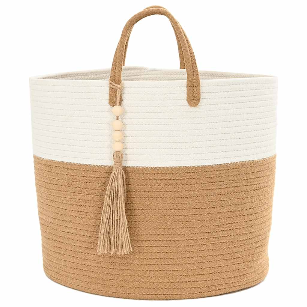 Aufbewahrungskorb Braun und Weiß Ø40x35 cm Baumwolle