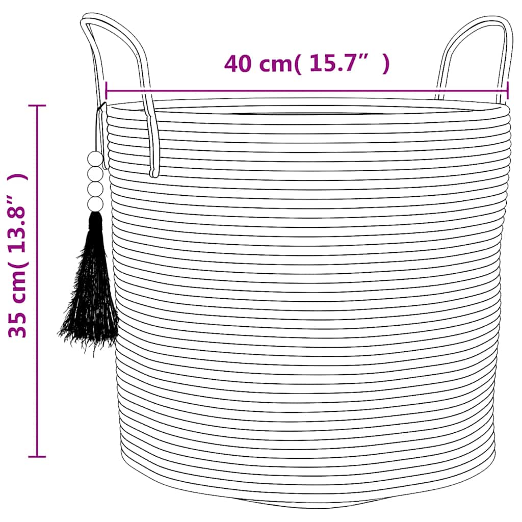 Aufbewahrungskorb Braun und Weiß Ø40x35 cm Baumwolle
