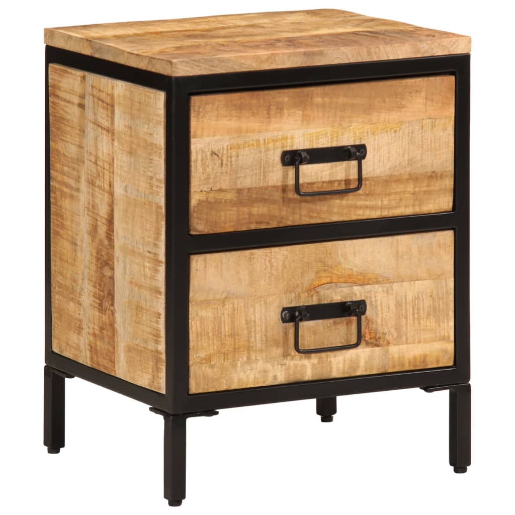 Nachttisch mit 2 Schubladen 40x35x53 cm Raues Massivholz Mango